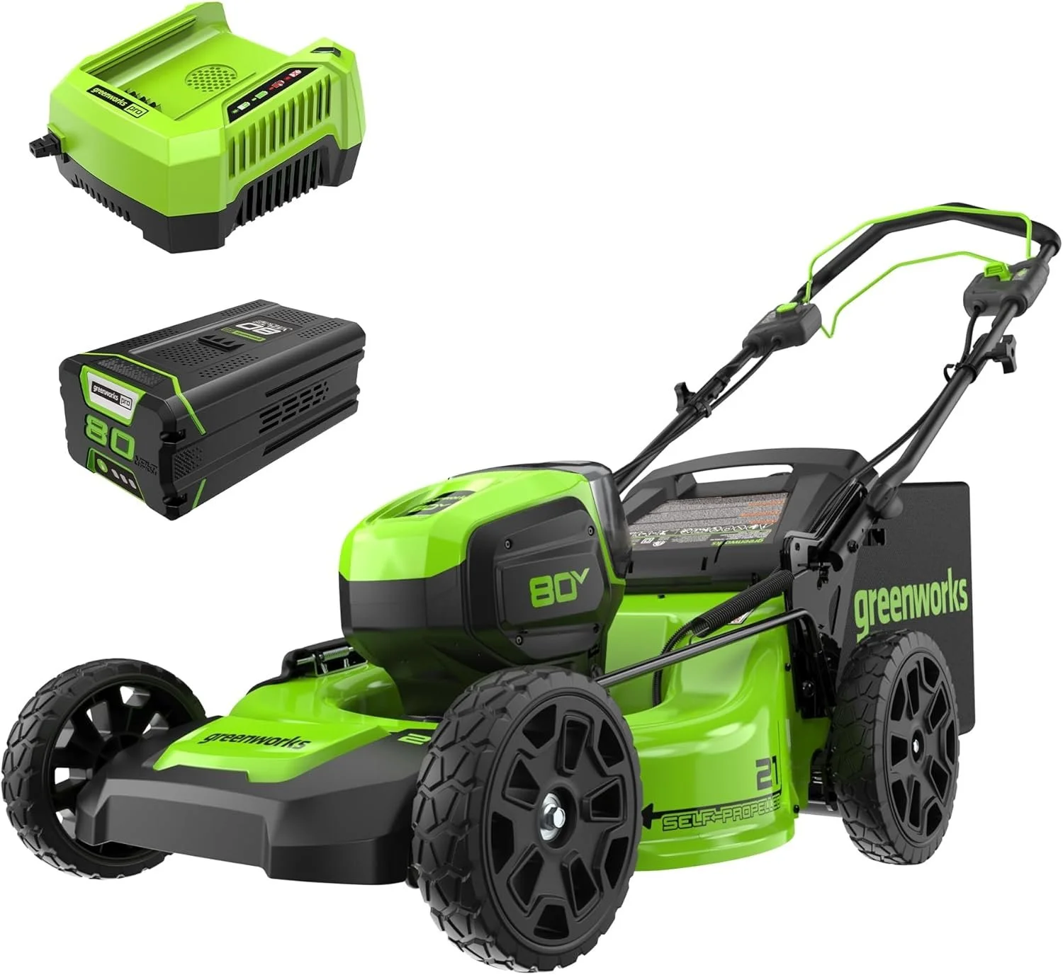 1-428.webp Greenworks 80V 21″ Cordless Self-Propelled Lawn Mowers. - Image 1