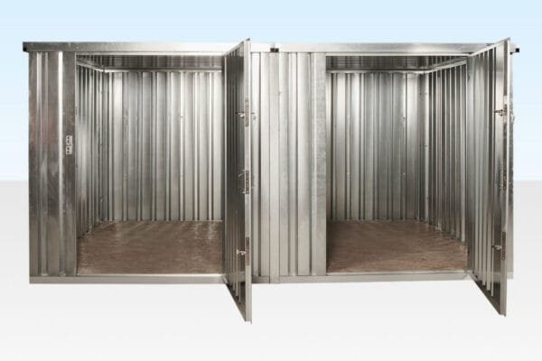 975-linked-flatpack-store-4m-960x640-1-600x400-1-1.jpg 3M X 4.2M Side Linked Flat Pack Container Bundle (Galvanised) - Image 1